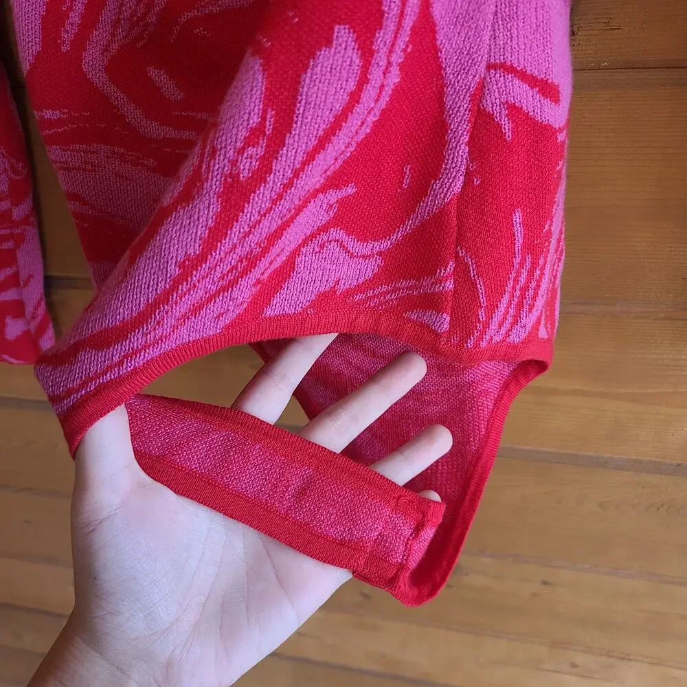 Nasty Gal Bodysuit Top NWT Red Pink Marbled Sweater Open Back 6 NWT Thong Bottom - Picture 6 of 6